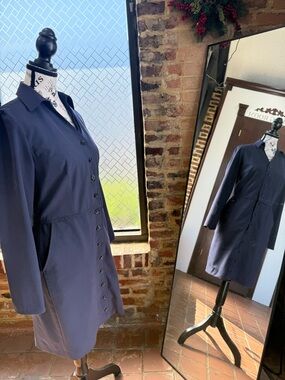 Lands' End Navy Button-Front Shirt Dress